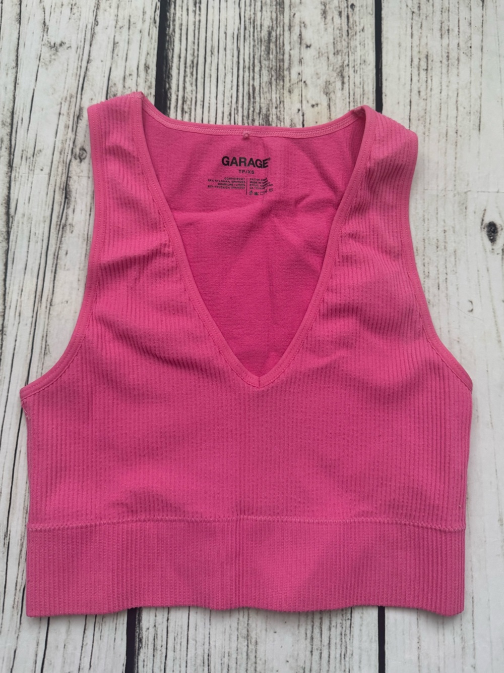 Garage ribbed v-neck crop top